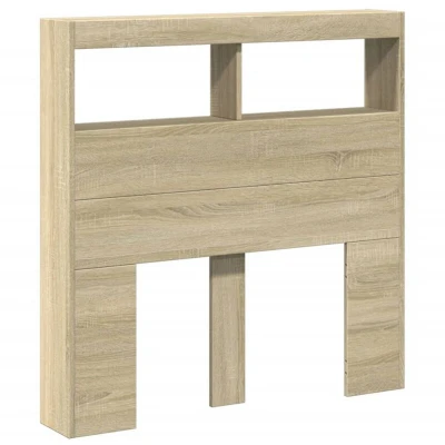 Image of vidaXL Headboard Cabinet with LED Sonoma Oak 100x17x102 cm