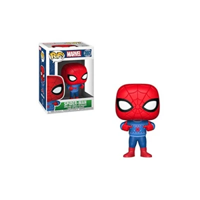 Image of Funko POP! Bobble: Marvel: Holiday Spider Man With Ugly Sweater Marvel Comics Collectable Vinyl Figure Gift Idea Official Merchandise Toys for Kids &amp; Adults Comic Books Fans