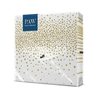 Image of PAW Napkins 3 Ply (33 x 33 cm) i 20 Pieces Perfect for Birthdays, Parties, Weddings, Communion and Celebrations Paper Colorful Classic, Elegance, dots, Gold Confetti