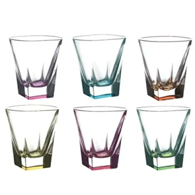 Image of Set of 6 Flute or Water Glasses Wine Liqueur Fusion Color RCR Made in Italy Bicchiere Acqua 27cl Altezza 10cm