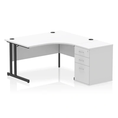 Image of Impulse 1400 RH Crescent Desk Cantilever White/Black 600 High Ped