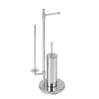 Image of WENKO 22512100 Stainless steel freestanding toilet brush Universalo Neo holder, roll steel, 30 x 73 20 cm, Shiny