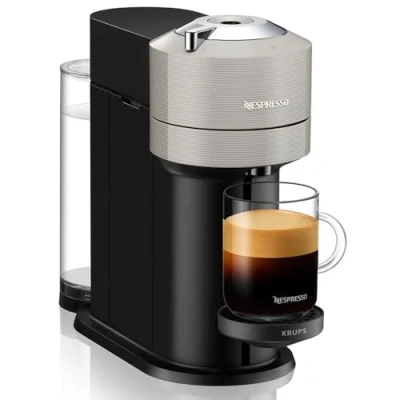 Image of Krups XN910B Nespresso Vertuo Next Kaffeekapselmaschine 1,7 Liter Wassertank Kapselerkennung durch Barcode 6 Tassengrößen Power Off Funktion aus 54 % recyceltem Kunststoff Light Grey