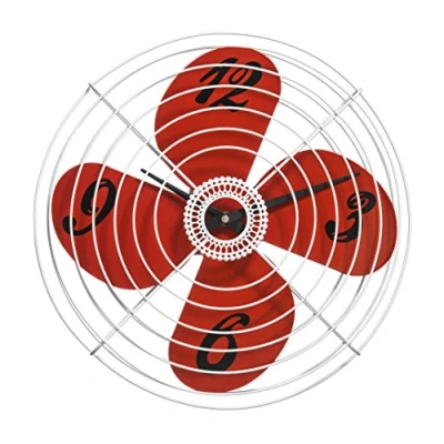 Image of Premier Housewares Retro Fan Wall Clock, Red