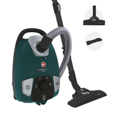 Image of Hoover Cylinder Vacuum Cleaner Bagged, H Energy 300 with HEPA Filter, Long Reach, Green, [HE310HM]