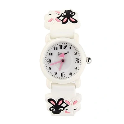 Image of ele ELEOPTION Children&#039;s Watch Waterproof 3D Cute Cartoon Design Round Dial Silicone Rubber Jelly Color Band Quartz Wristwatch for Little Xmas Girls Boy Kids Children (Rabbits, White)