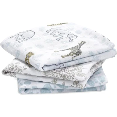 Image of aden + anais 100% Cotton Muslin Musy Squares, Multi use Baby Cloths for Girls &amp; Boys, 70x70cm, Ideal Newborn Infant Nursing Set, Perfect Shower Gifts, 3 Pack, jungle