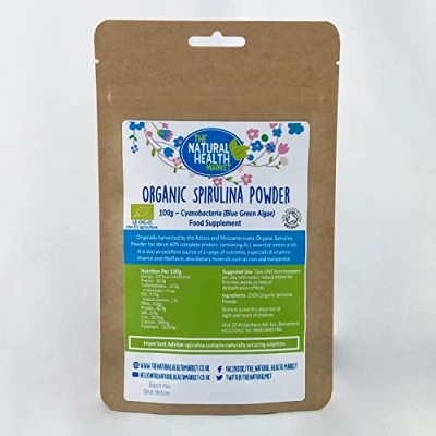 Image of Organic Spirulina Powder by The Natural Health Market Soil Association Certified (100g)