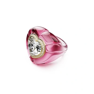 Image of Swarovski Dulcis cocktail ring, Heart cut, Pavé, Heart, Pink
