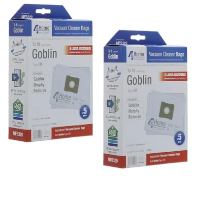 Image of First4spares High Filtration, Extra Capacity, Microfibre Bags For Goblin, Morphy Richards, Topo Vacuum Cleaners (10)
