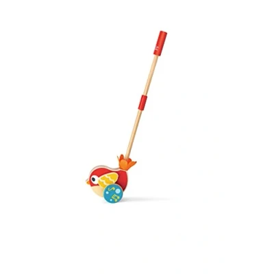 Image of Hape Lilly Musical Push Along Wooden Baby Walking Bird, Playful Kids Toy with Detachable Stick, 22.05 Inch