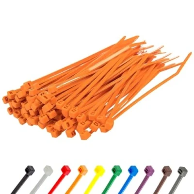 Image of Gocableties Small Orange Cable Ties, 100mm x 2.5mm, Pack of 100, 4 Premium Nylon Zip Plastic Tie Wraps, Secure Self Locking Mechanism, for Home, Garden, Office and DIY