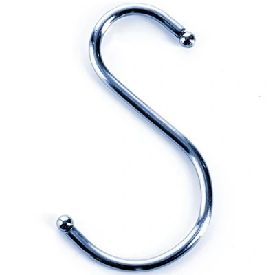Image of 6X Large Round Ended Chrome S Hooks Bathroom Towel/Shower/Curtain
