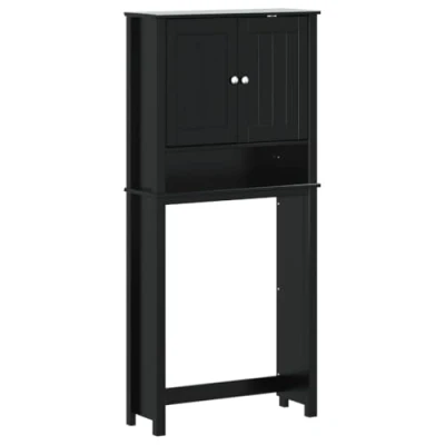 Image of vidaXL Washing Machine Cabinet BERG Black 76x27x164.5 cm Solid Wood