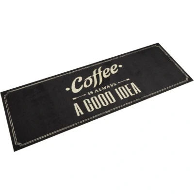 Image of vidaXL Kitchen Rug Washable Coffee Text 60x180 cm Velvet