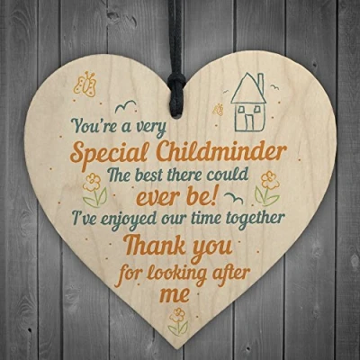 Image of RED OCEAN Special Childminder Shabby Chic Heart Babysitter Plaque Thank You Sign Birthday Goodbye Gift