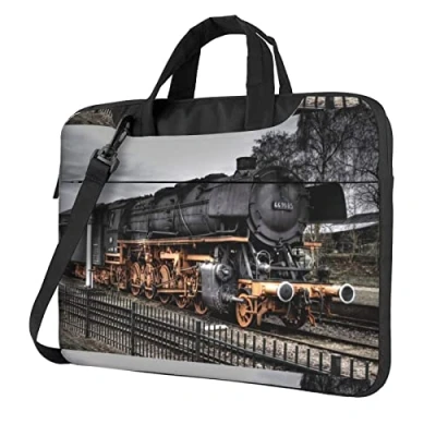 Image of Vintage Train Laptop Shoulder Bag Messenger Case Sleeve Briefcase Computer for 13/14/15.6&quot;, Black, 14 inch