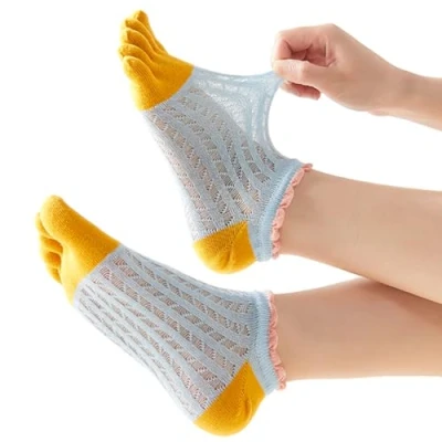 Image of Antcher Women Toe Socks Cotton Five Finger Sport Running Low Cut Ankle for Girls Women, 5 Pairs
