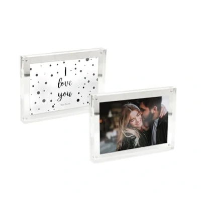 Image of Inov8 Framing Premium Diamond Cut Double Sided Acrylic Picture Frame for Two 5x7 inch (12x17cm) Photos, Silver