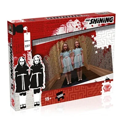 Image of Winning Moves Stephen King&#039;s the Shining 1000 Piece Jigsaw Puzzle Game, Assemble Grady Twins, Jack and Wendy, horror for adults, gift fans