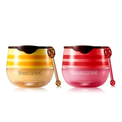 Image of Leogony 2PCS Honey Pot Lip Balm Set, Moisturizing Strawberry Honeybalm Balm, Repair Bee Lips Uk