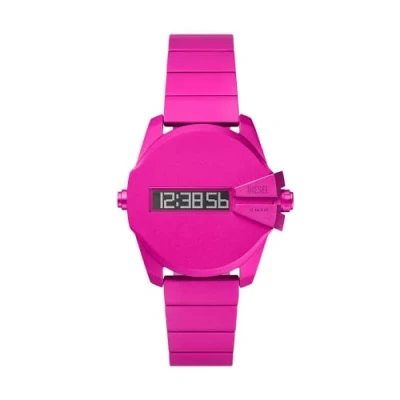 Image of Diesel Baby Chief Watch for Men, Digital Movement with Silicone, Stainless Steel or Leather Strap, Pink, 35MM