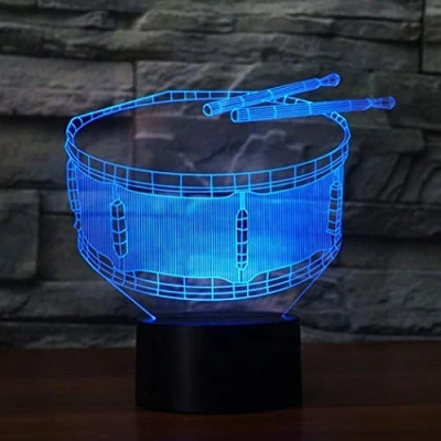 Image of 3D Drum Night Light Lamp 7 Color Change LED Touch USB Table Gift Kids Toys Decor Decorations Christmas Valentines Birthday