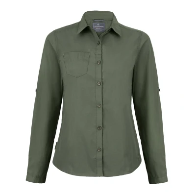 Image of Craghoppers Womens/Ladies Expert Kiwi Long Sleeved Shirt (Cedar Green) Size 18 UK