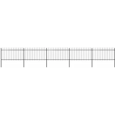 Image of vidaXL Garden Fence with Spear Top Steel 8.5x1 m Black