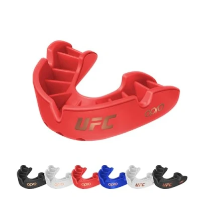 Image of OPRO Bronze Level UFC Adult and Kids Sports Mouthguard with Case Fitting Device, Gum Shield for UFC, MMA, Boxing, BJJ Other Combat (Red, Youth)
