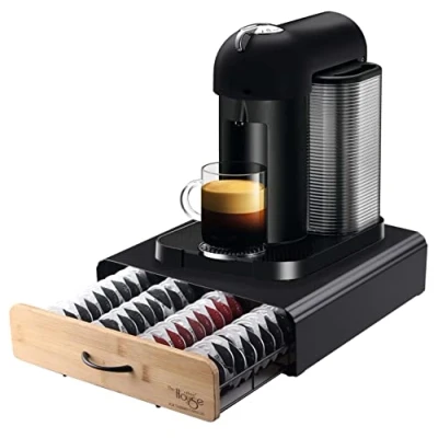 Image of Ever Rich ® Tassimo Pod Holder 64pcs T Disc Coffee Capsules Bosch Stand &amp; Storage Drawer Anti Vibration Design I Comes With a Micro Fiber Cleaning Cloth (Metal/Black)