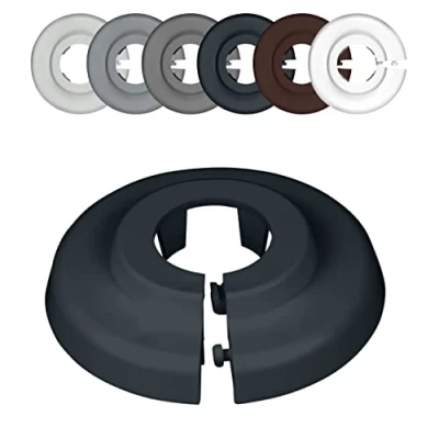 Image of FUX 2 Pieces Radiator Pipe Covers for diameters 12mm 35mm; Heating Floor Collars Rings White, Black, Grey, Brown (15mm, Anthracite Grey 9016)