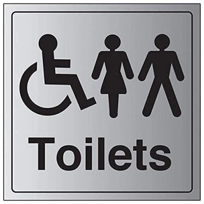 Image of V Safety General Door Disabled/Gents/Ladies Toilet Sign 150mm x 1.6mm Alu Rigid Plastic