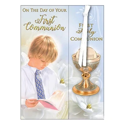 Image of First Holy Communion Card and Envelope with Bookmark Gold Detail C27793 7933