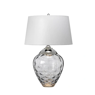 Image of Samara Table Lamp Metal Work Polished Nickel, Smoked Glass