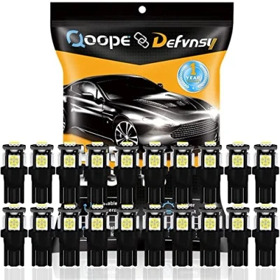 Image of Defvnsy 501 LED Bulb W5W T10 194 Bulbs 12V DC 5050 5SMD White Interior Replacement for Map Dome Courtesy License Plate Dashboard Side Marker Light (Pack of 20)
