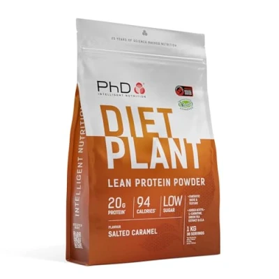 Image of PhD Nutrition Diet Plant, Vegan Protein Powder Plant Based, Salted Caramel, 20g of Protein, 40 Servings Per 1 Kg Bag