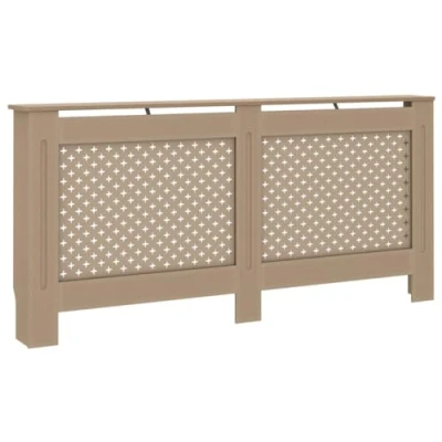 Image of vidaXL Modern Slatted Radiator Cover Cabinet, Decorative &amp; Practical, Shelf Space, Sturdy MDF Construction, Brown