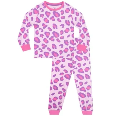 Image of Harry Bear Leopard Print Pyjamas Long Sleeve Girls Girls’ Pyjama Sets Pink 11 12 Years