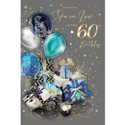 Image of Cherry Orchard Son in Law 60th Happy Birthday Luxury Greeting Card with Gold Foil Detailing and Envelope from