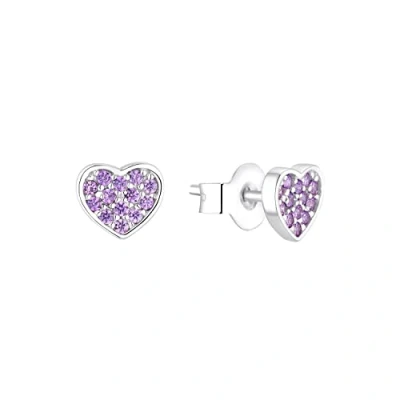 Image of s.Oliver stud earrings 925 sterling silver girl children earrings, with cubic zirconia synth, 0.6 cm, silver, heart, Comes in jewelry gift box, 2036461