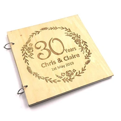Image of ukgiftstoreonline Personalised Large Wooden 30th Anniversary Scrapbook Photo Album Keepsake