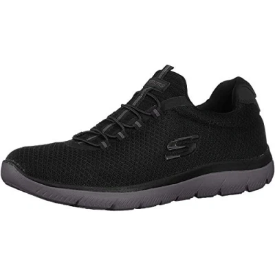 Image of Skechers Wide Fit Summits Trainers, Men&#039;s, Size: 7, Black/charcoal Textile