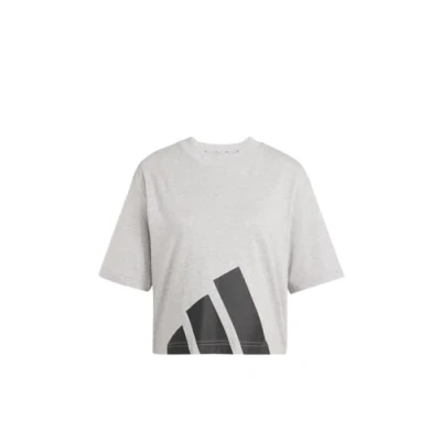 Image of adidas Women&#039;s Essentials Big Logo Boyfriend T Shirt, Medium Grey Heather/Black, XXS