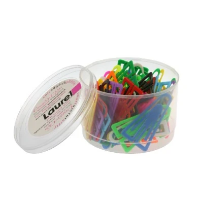 Image of Laurel Plastiklips Reusable &amp; Recyclable Paperclips Assorted 60mm Tub of 75