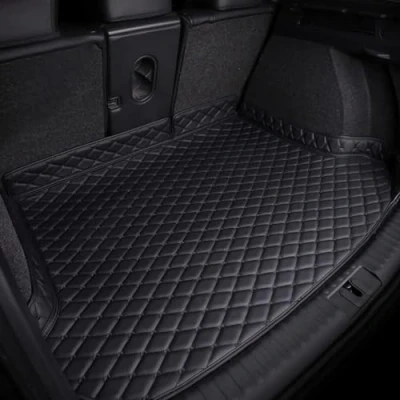 Image of Car Leather Boot Liner for Jaguar XE 2014 2018 Accessories, Waterproof Anti Scratch Slip Protector Pad Cargo Tray Liners Trunk Carpets,Black