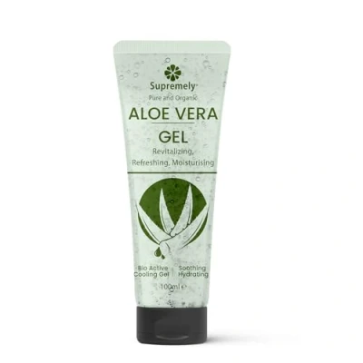 Image of Supremely, Pure Organic Aloe Vera Gel Hydrating &amp; Soothing Skin Care Vegan, Cruelty Free, After Sun 100ml