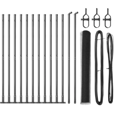 Image of vidaXL Fencing Set of 2 Grey Powder Coated Steel 25 x 1 m Durable
