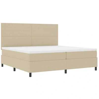 Image of vidaXL Box Spring Bed with Mattress Light Green Grey 200x200 cm Corduroy Fabric