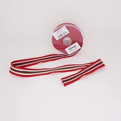 Image of Trimz Webbing, Polyester, Red, White Green 10m x 30mm